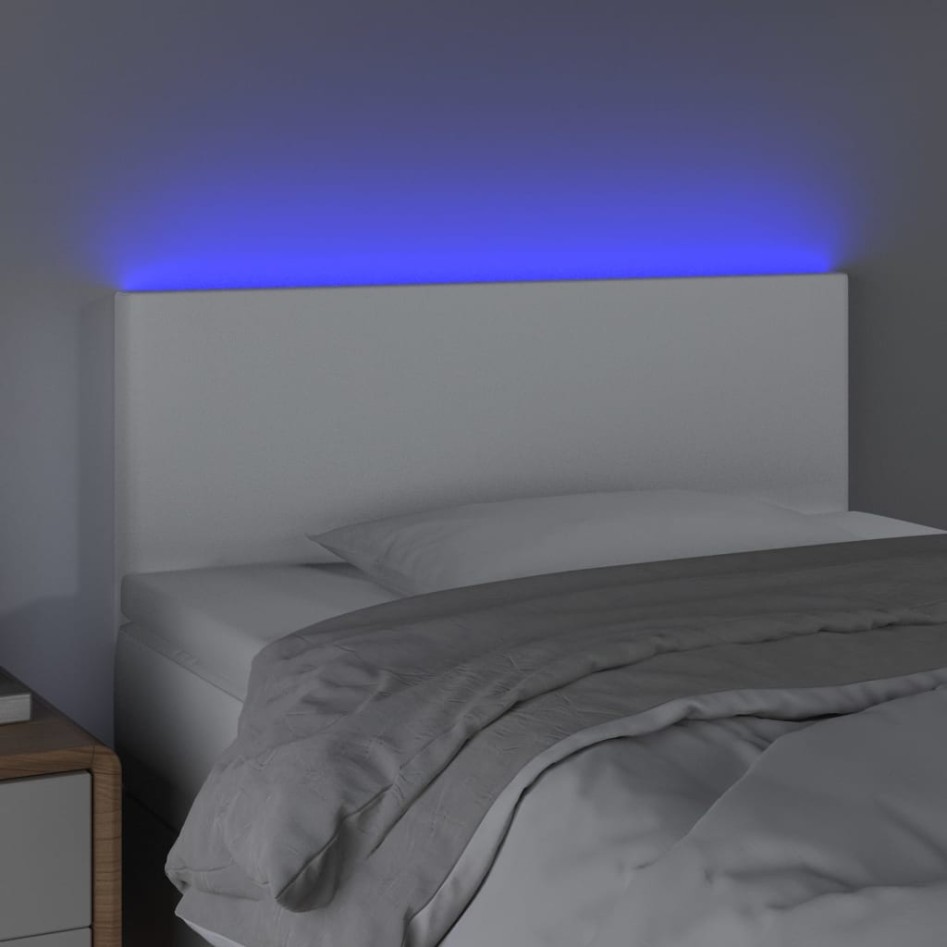 Cabecero con LED cuero sintético blanco 90x5x78/88