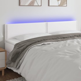 Cabecero con LED cuero sintético blanco 180x5x78/88