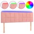Cabecero con LED de terciopelo rosa 144x5x78/88