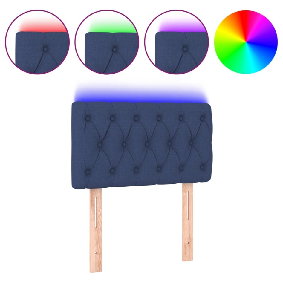 Cabecero con LED de tela azul 80x7x78/88
