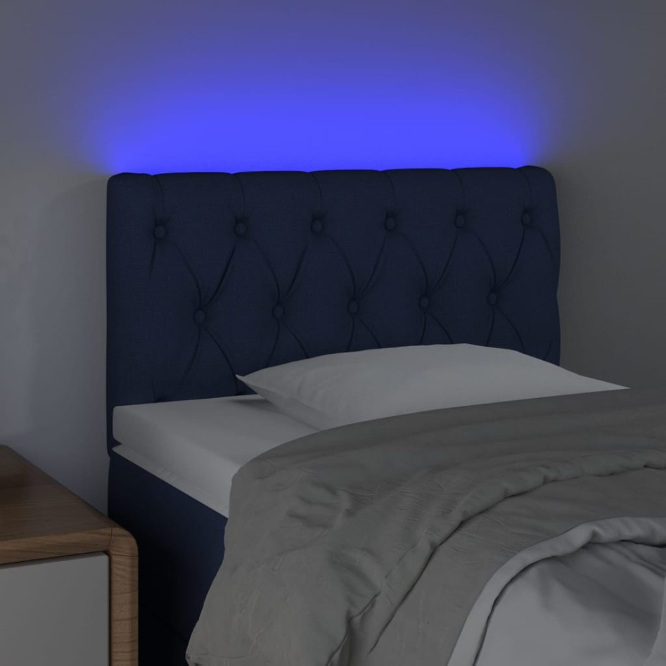 Cabecero con LED de tela azul 80x7x78/88