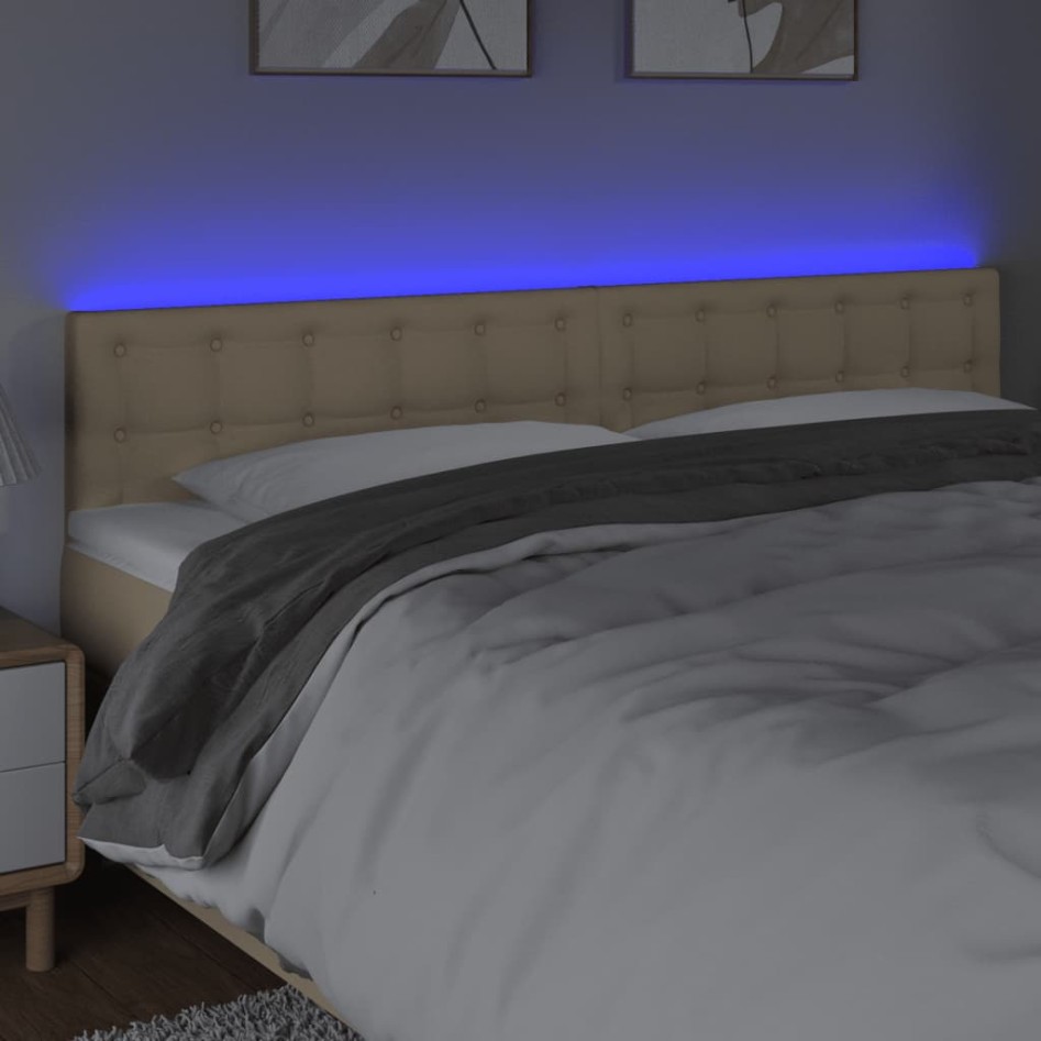 Cabecero con LED de tela color crema 200x5x78/88