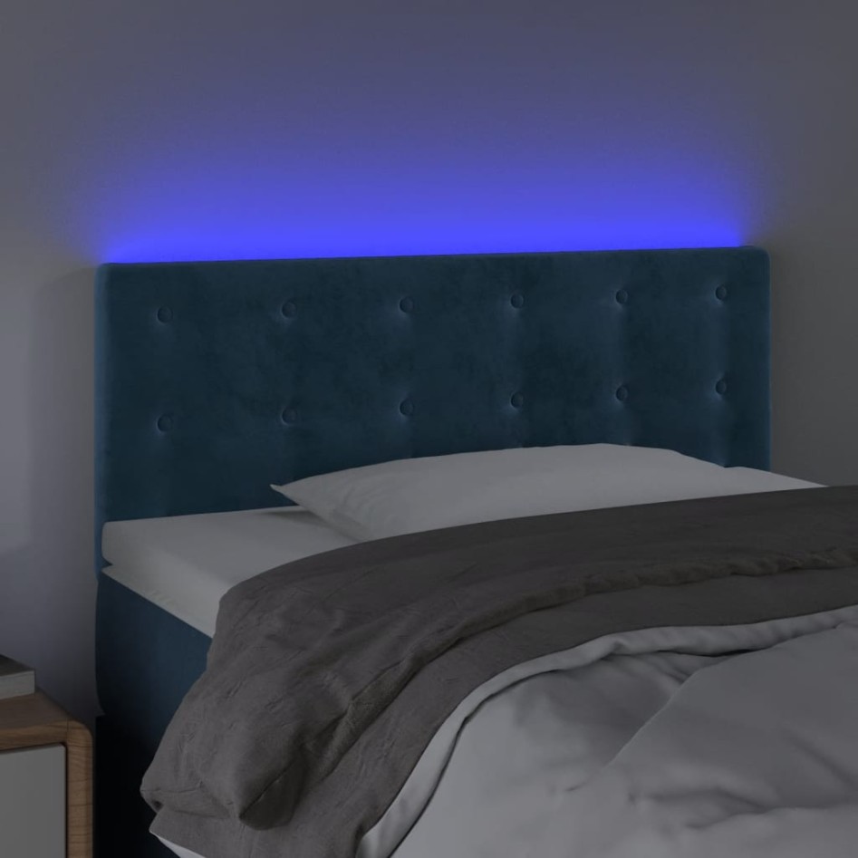 Cabecero con LED de terciopelo azul 100x5x78/88