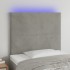 Cabecero con luces LED terciopelo gris claro 80x5x118/128