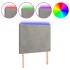 Cabecero con luces LED terciopelo gris claro 80x5x118/128