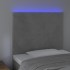 Cabecero con luces LED terciopelo gris claro 80x5x118/128