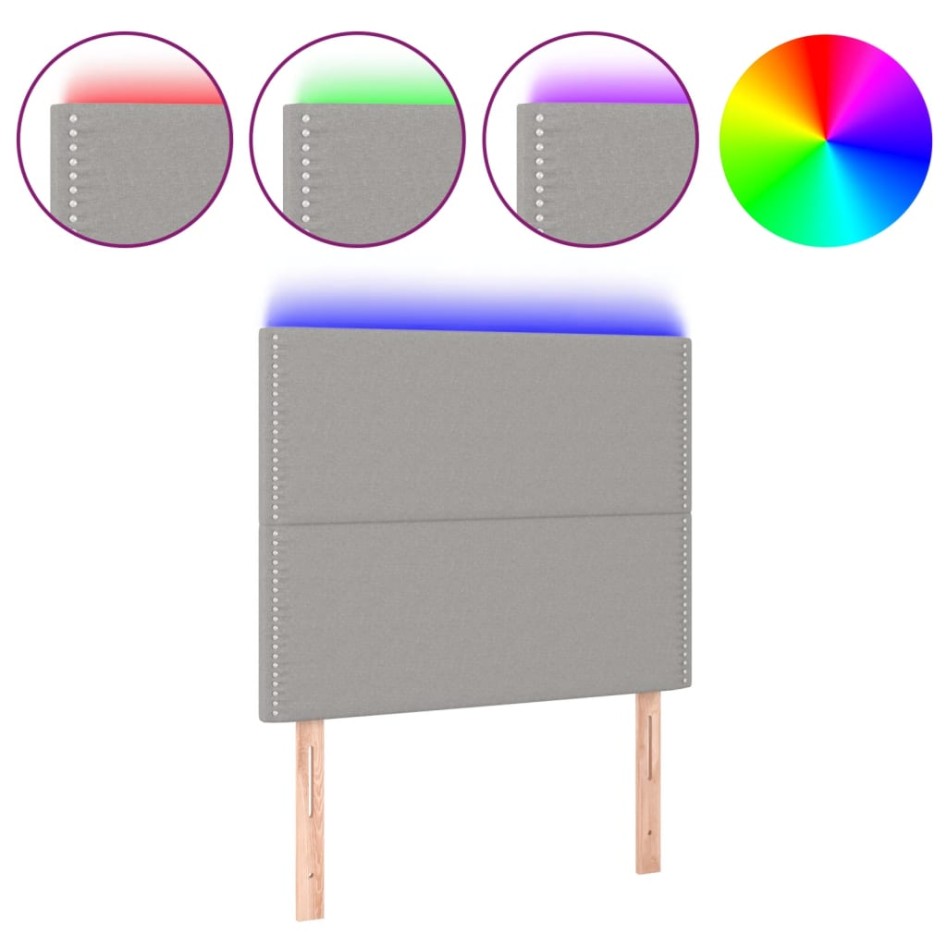 Cabecero con luces LED tela gris claro 90x5x118/128
