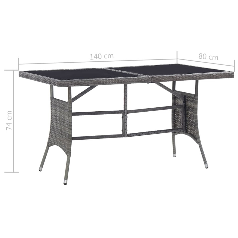 Set comedor jardín 5 pzas ratán sintético gris antracita y