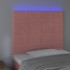 Cabecero con luces LED terciopelo rosa 100x5x118/128