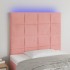 Cabecero con luces LED terciopelo rosa 80x5x118/128