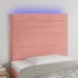 Cabecero con luces LED terciopelo rosa 90x5x118/128