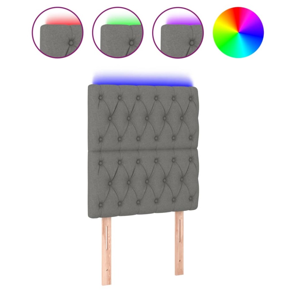 Cabecero con luces LED tela gris oscuro 80x7x118/128