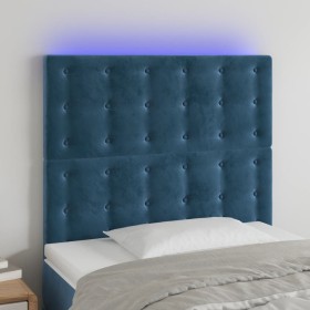 Cabecero con luces LED terciopelo azul oscuro 80x5x118/128