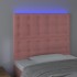 Cabecero con luces LED terciopelo rosa 90x5x118/128