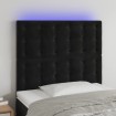 Cabecero con luces LED terciopelo negro 80x5x118/128 cm