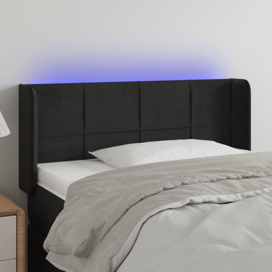 Cabecero con LED de terciopelo negro 93x16x78/88