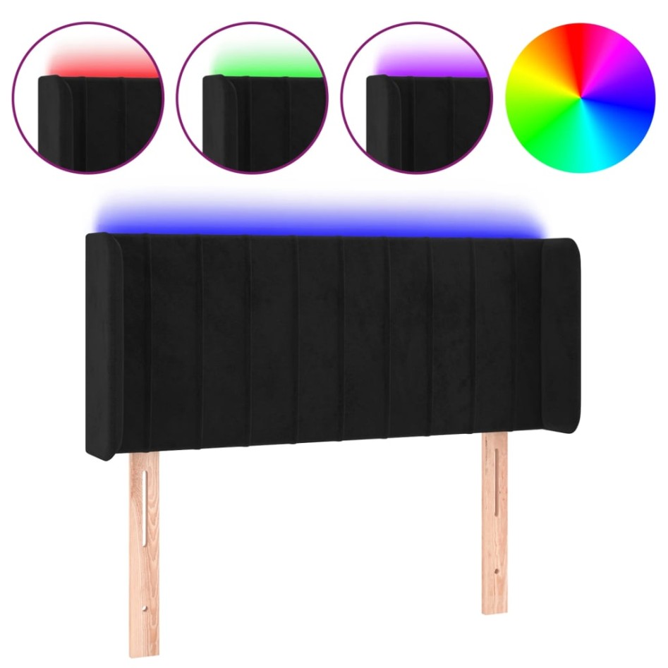 Cabecero con LED de terciopelo negro 103x16x78/88
