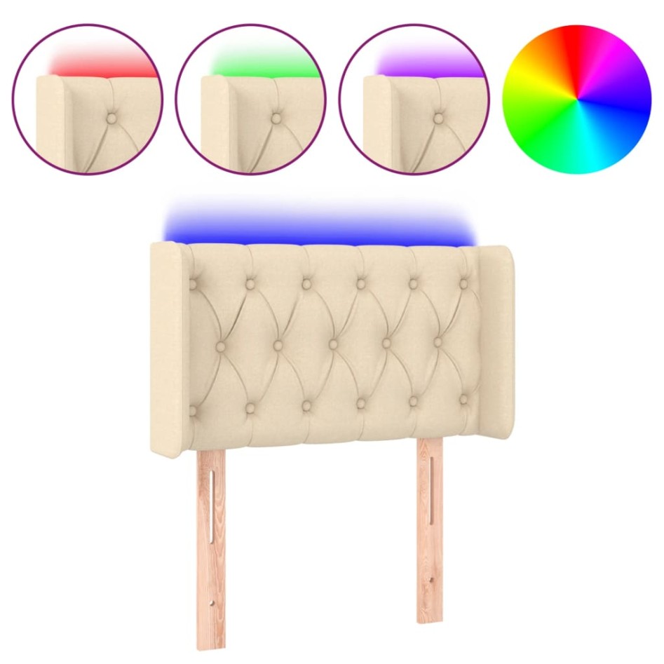 Cabecero con LED de tela crema 83x16x78/88