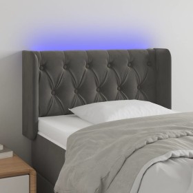 Cabecero con LED de terciopelo gris oscuro 83x16x78/88