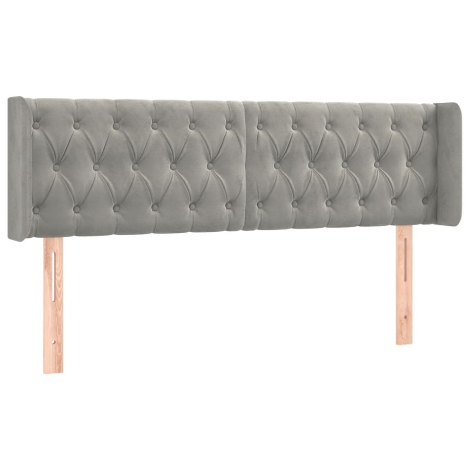 Cabecero con LED de terciopelo gris claro 147x16x78/88