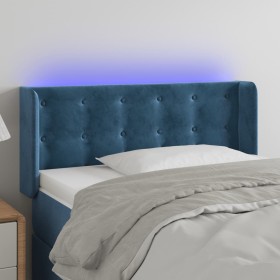 Cabecero con LED de terciopelo azul oscuro 83x16x78/88