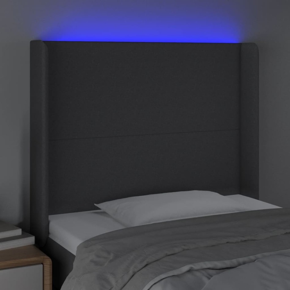 Cabecero con LED de tela gris oscuro103x16x118/128