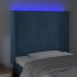 Cabecero con LED de terciopelo azul oscuro 103x16x118/128