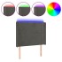 Cabecero con LED de terciopelo gris oscuro 93x16x118/128