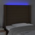 Cabecero con LED de tela marrón oscuro 103x16x118/128
