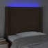 Cabecero con LED de tela marrón oscuro 103x16x118/128