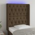 Cabecero con LED de tela marrón oscuro 83x16x118/128
