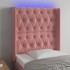 Cabecero con LED de terciopelo rosa 83x16x118/128