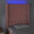 Cabecero con LED de terciopelo rosa 83x16x118/128