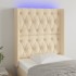 Cabecero con LED de tela color crema 83x16x118/128
