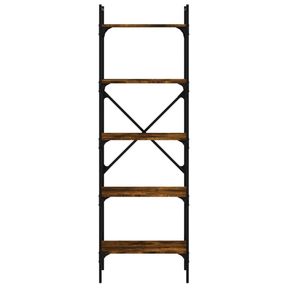 Librería de 5 estantes madera roble ahumado 56x31,5x174