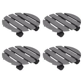 Soportes con ruedas para plantas 4 unidades gris WPC Ø30x7,5