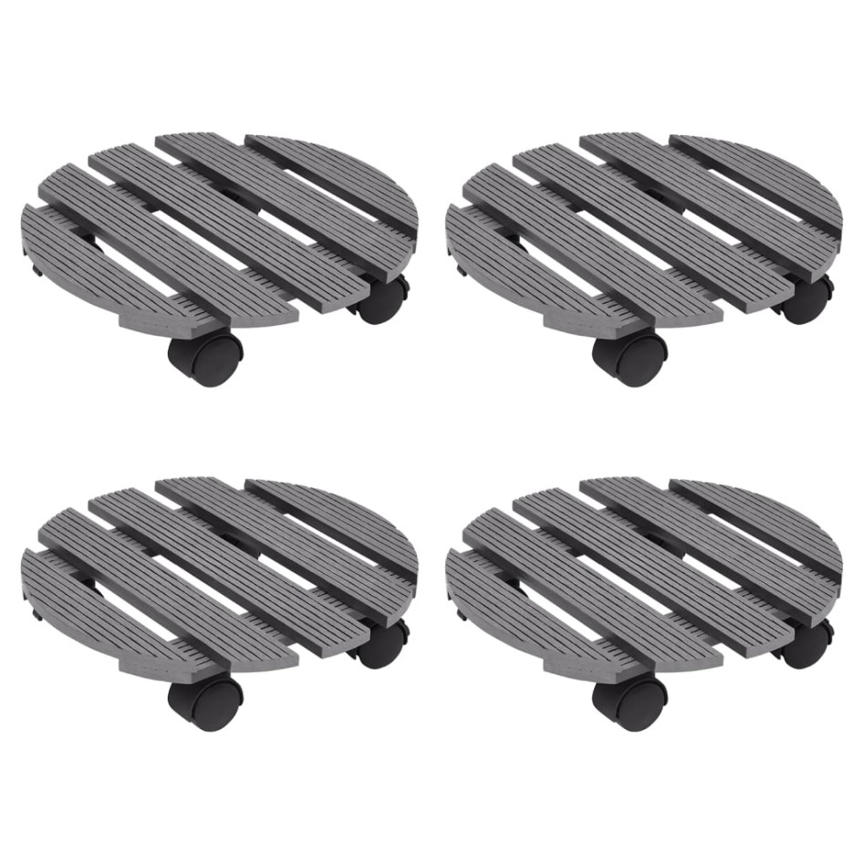 Soportes con ruedas para plantas 4 unidades gris WPC Ø30x7,5
