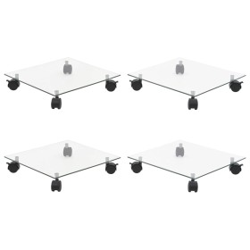 Soportes ruedas plantas 4 uds cuadrado vidrio templado 35x35