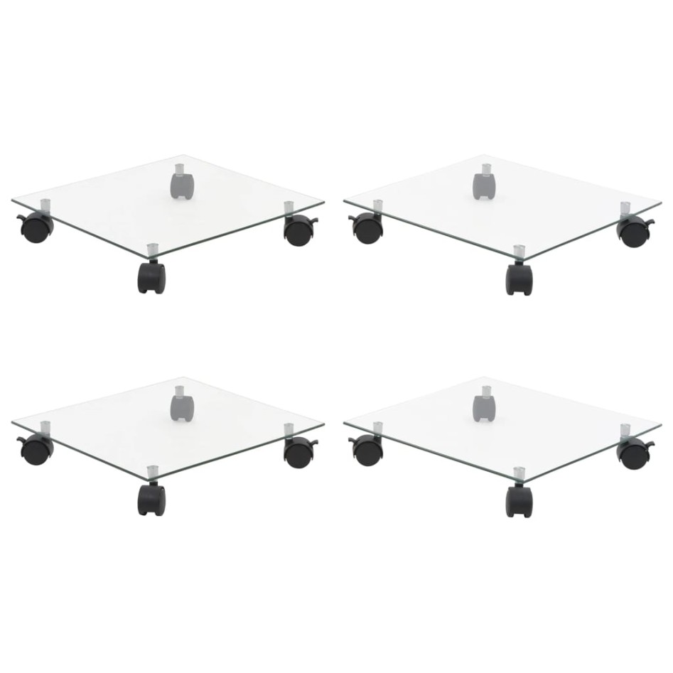 Soportes ruedas plantas 4 uds cuadrado vidrio templado 35x35