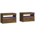 Mesitas de noche con luces LED 2 uds roble ahumado 60x35x40