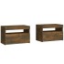 Mesitas de noche con luces LED 2 uds roble ahumado 60x35x40