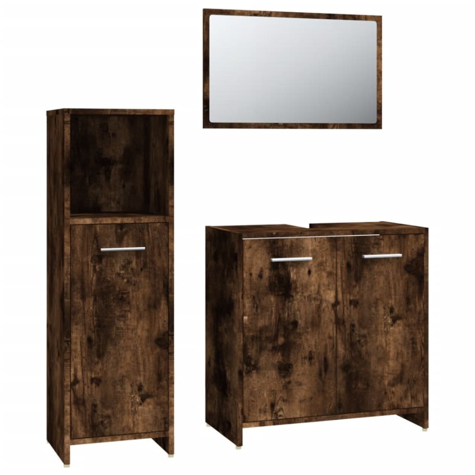 Set de muebles baño 3 pzas madera contrachapada roble
