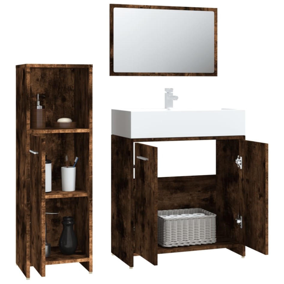 Set de muebles baño 3 pzas madera contrachapada roble