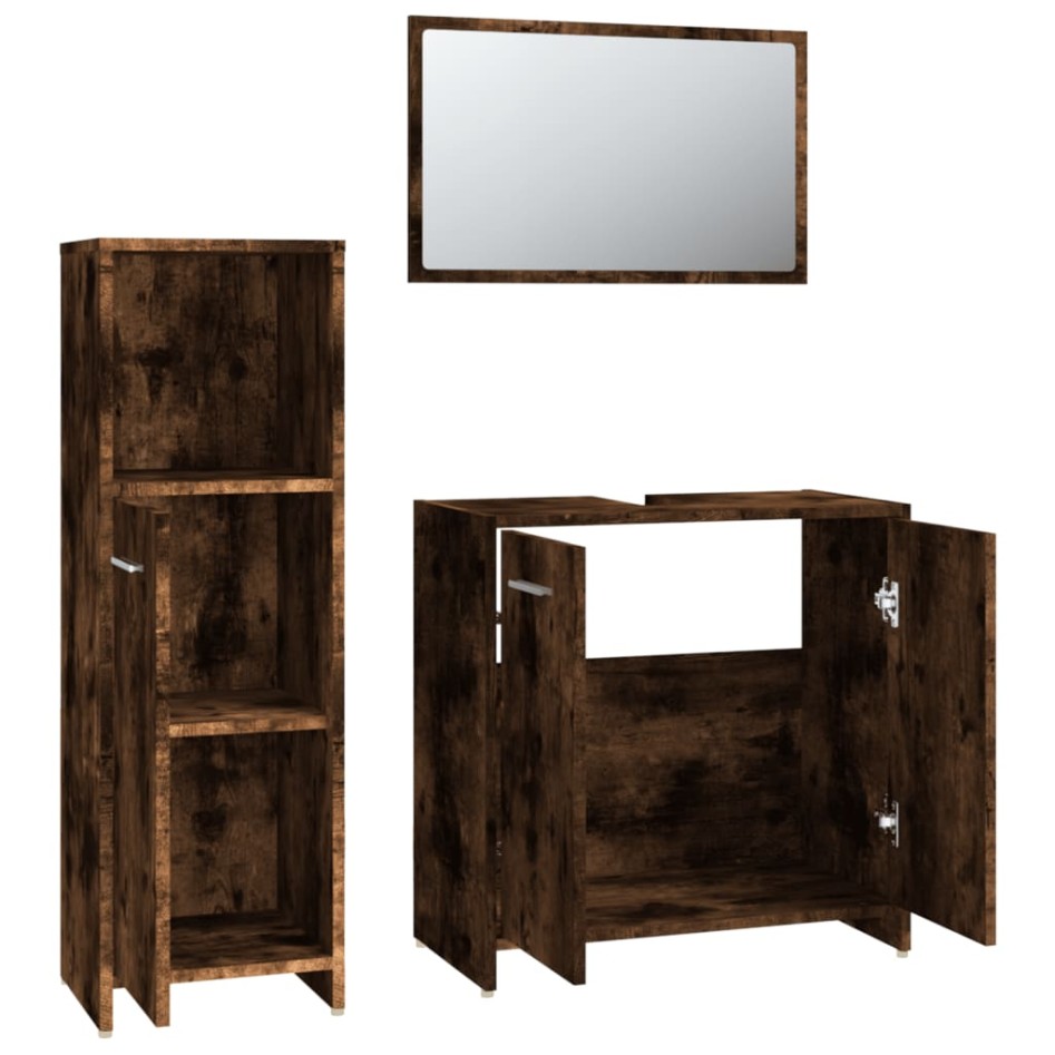 Set de muebles baño 3 pzas madera contrachapada roble