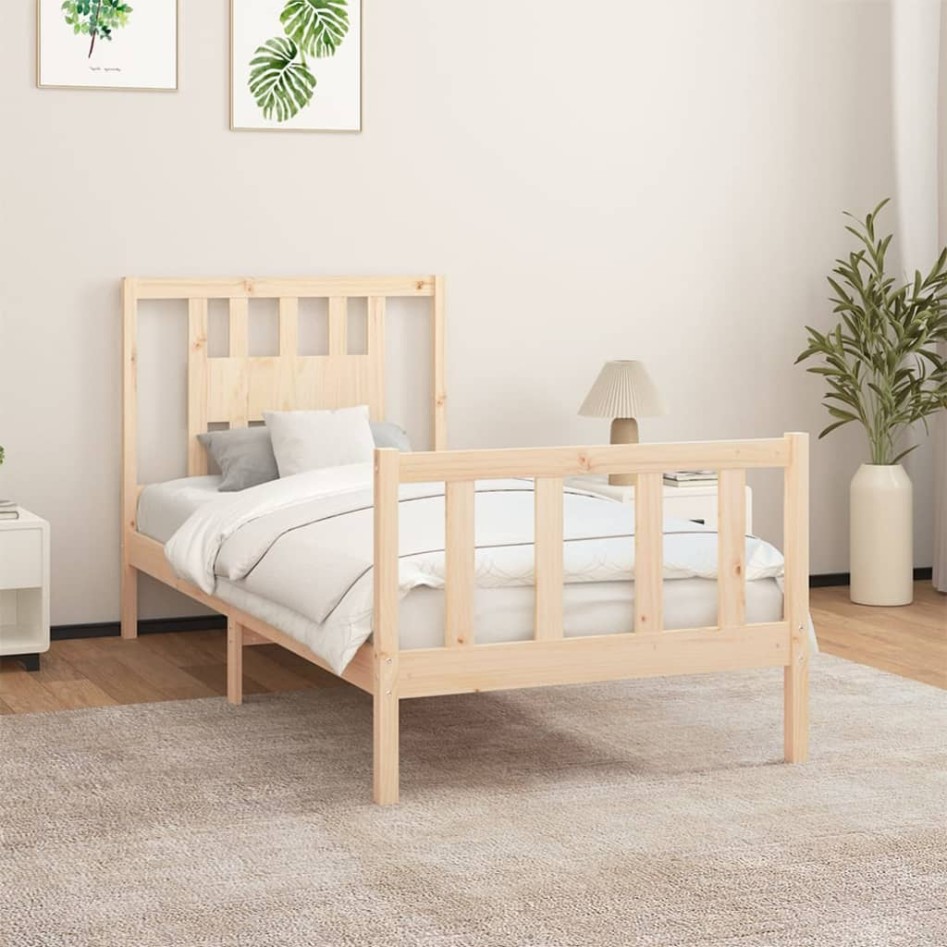 Estructura de cama sin colchón madera maciza de pino 90x200