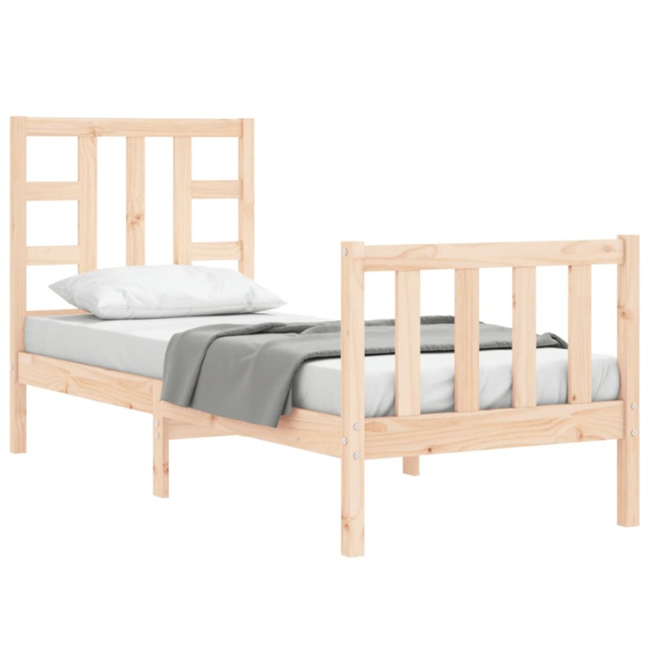 Estructura de cama individual con cabecero madera