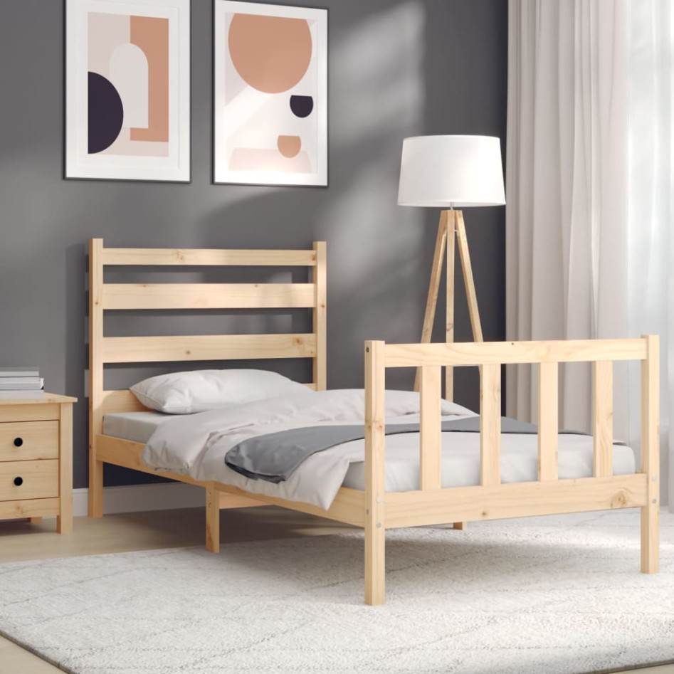 Estructura de cama sin colchón madera maciza de pino 90x200