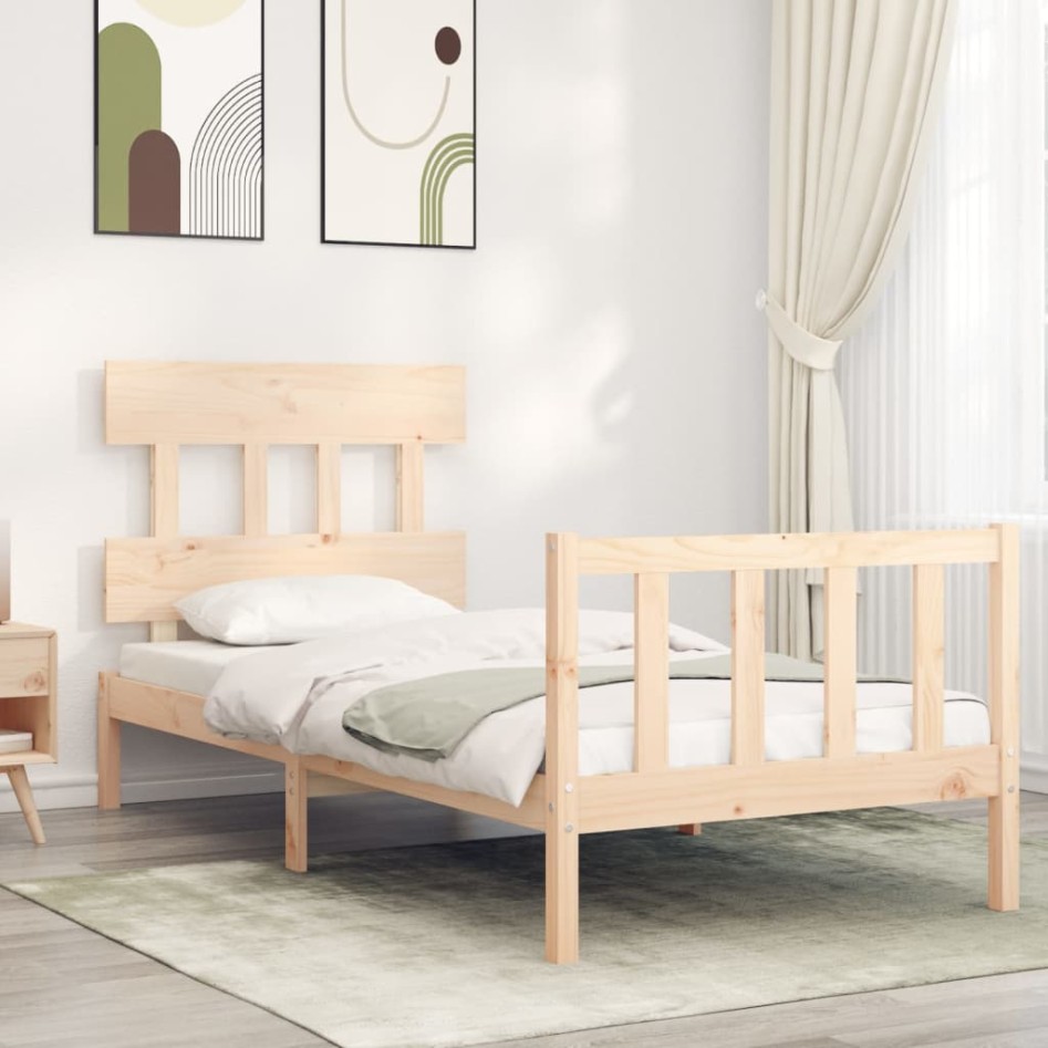 Estructura de cama sin colchón madera maciza de pino 90x200