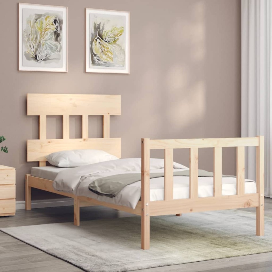 Estructura de cama sin colchón madera maciza de pino 90x200