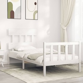 Estructura de cama con cabecero madera maciza